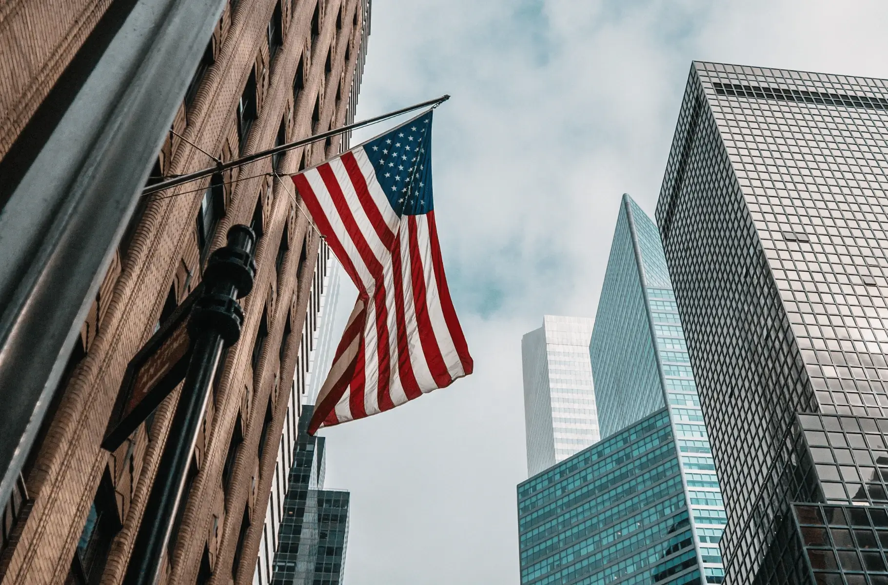 American flag flying on a building